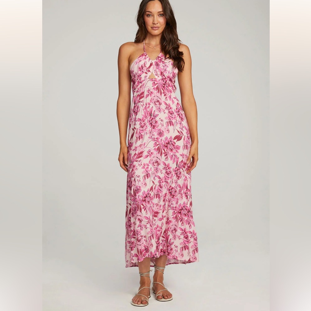 ! New! Saltwater LUXE Lilia Pink Floral Maxi Dress M